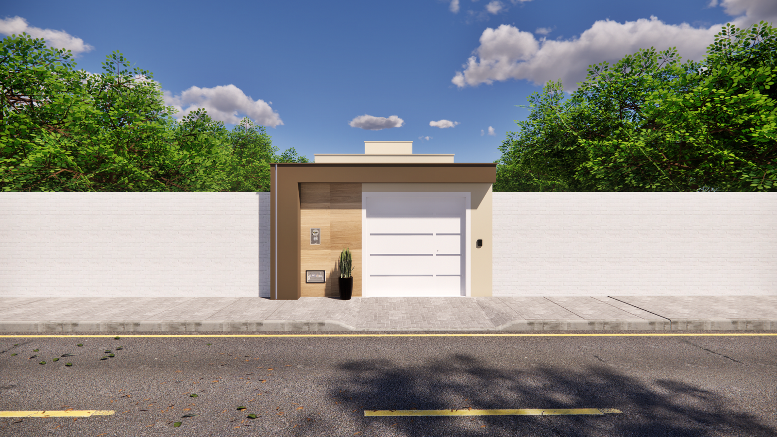 Planta de casa térrea com dois quartos (invertido)