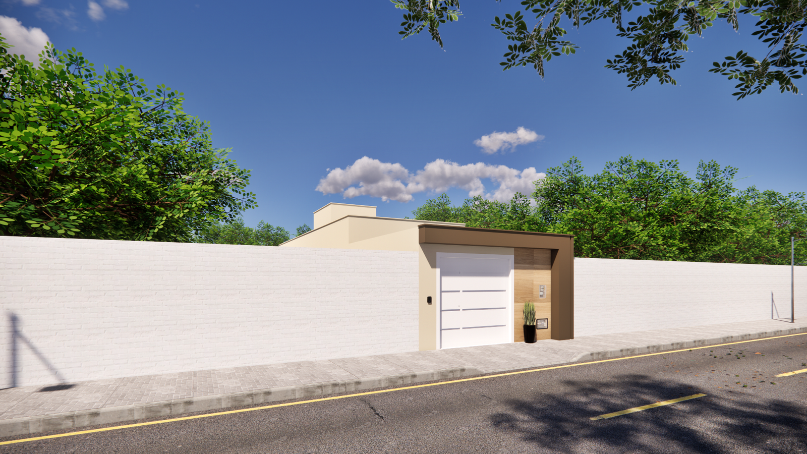 Planta de casa térrea com dois quartos