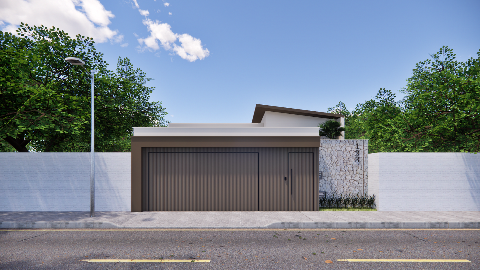 Planta de casa térrea grande com suíte e área gourmet