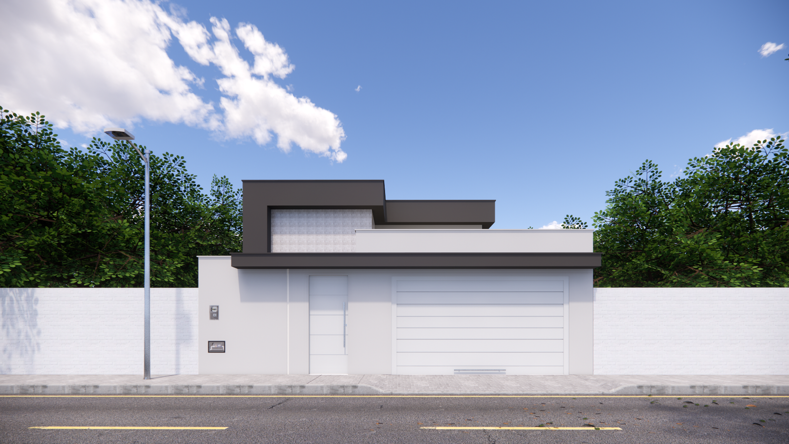 Planta de casa térrea grande com suíte com closet