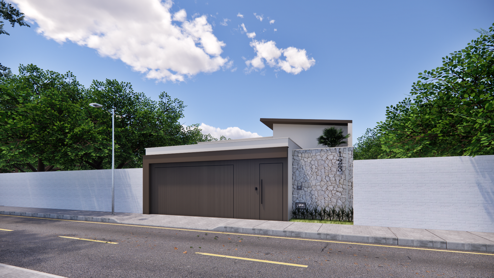 Planta de casa térrea grande com suíte e área gourmet