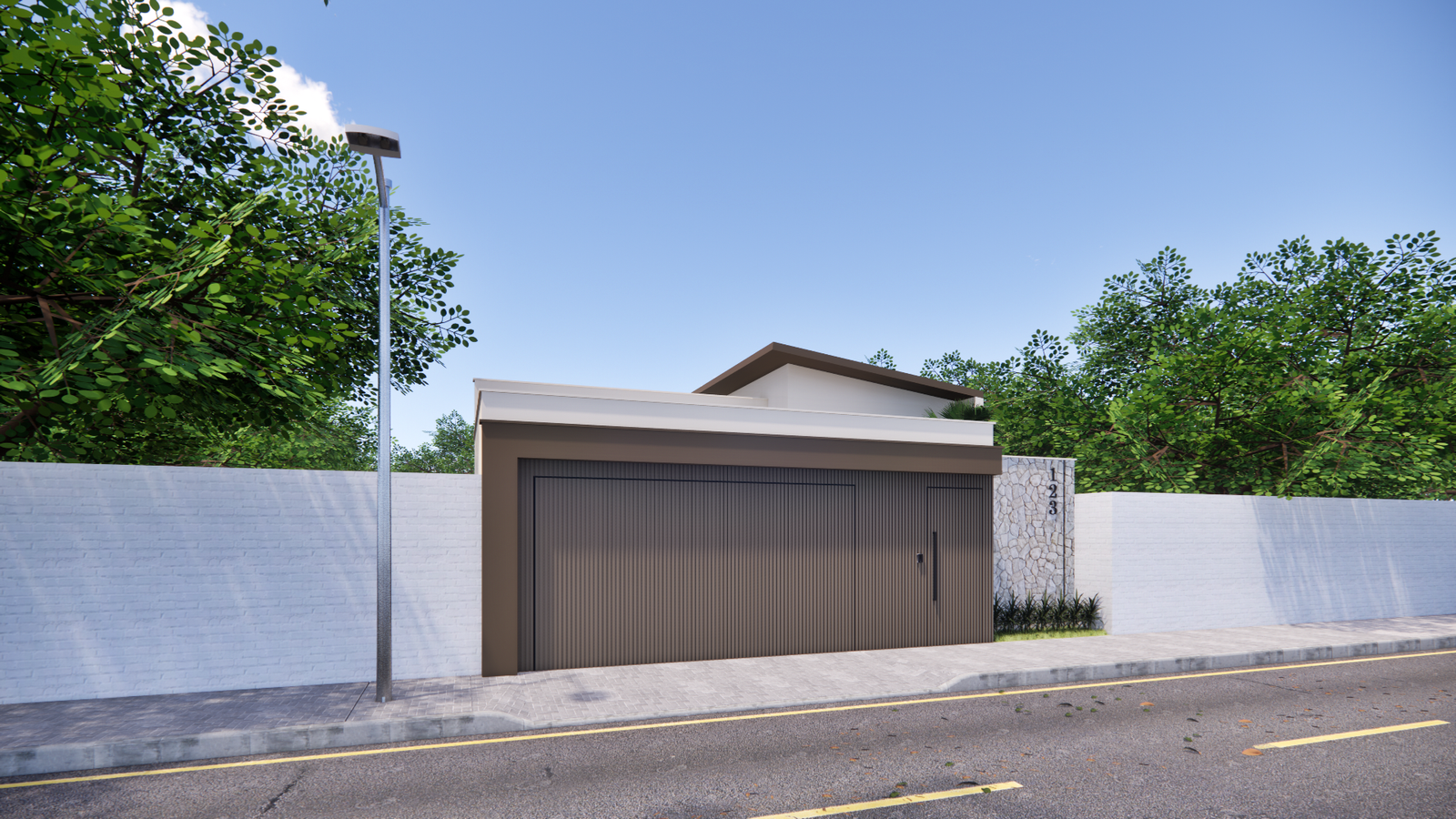 Planta de casa térrea grande com suíte e área gourmet