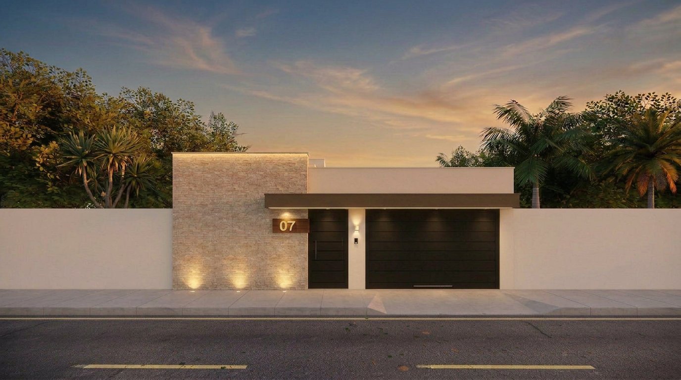 Planta de casa térrea com edícula (Invertido)